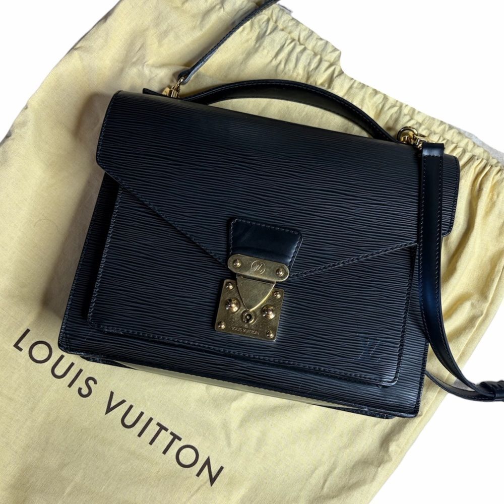 VINTAGE Louis Vuitton Monceau Black Epi Leather Handbag